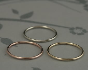 14K Gold Full Round Band Comfort Fit Ring Gold Spacer Band Gold Stacking Ring Round Gold Band Thin Wedding Ring 1.25mm Roll Me Round Ring