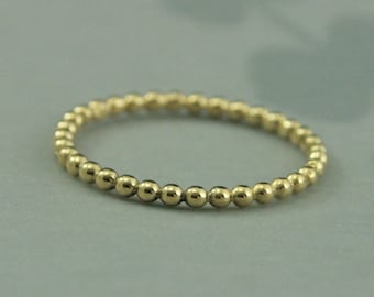 Gelbgold Perlen Band--14K Gelbgold Bubble Band--Perlen Band--Gold Stapelring--Thin Spacer Band--Einzigartiger Ehering