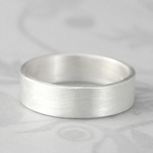Anillo de bodas para hombre, anillo de bodas moderno, anillo de bodas simple, anillo de plata simple, banda ancha de 6 mm, diseño recto y estrecho, banda de borde plano