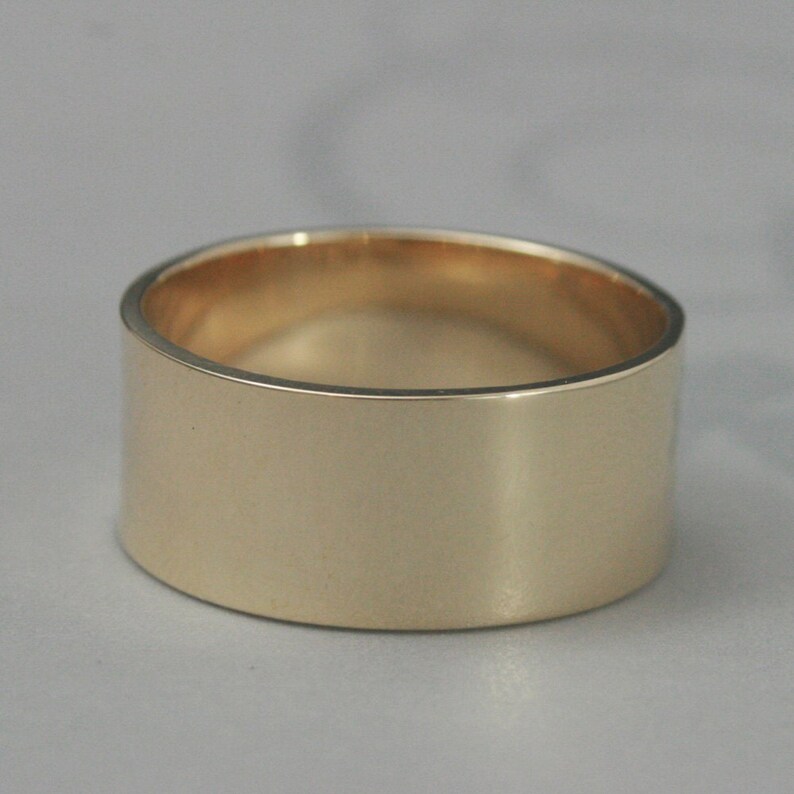 Solid 14K Gold ULTRA Wide 10mm BandMens Wedding BandFlat