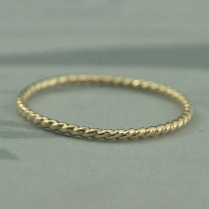 Band Twist Ring Gold Twist Band Thin Twist Ring Rope Gold Band Etsy