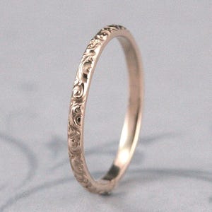 Gold Wedding Band--Solid 14K Yellow Gold Rococo in the Disco Wedding Band--Solid 14K Gold Swirl Patterned Ring Custom made in YOUR Size image 2