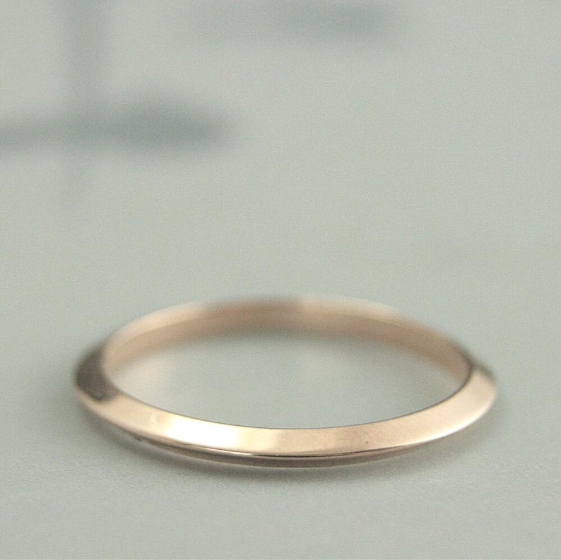 Solid 14K Rose Gold Knife Edge Band Women's Rose Gold Wedding Band Gold Wedding Band Gold Wedding Ring Spacer Ring Knife Edge Ring Saturn image 3