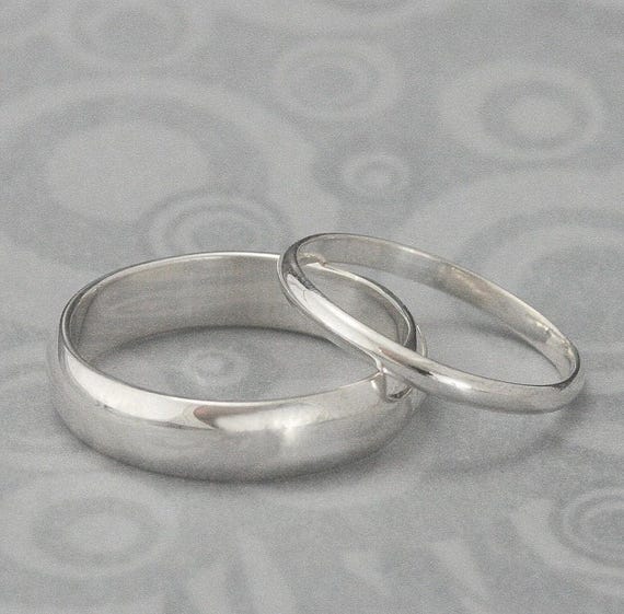The Perfect Pair Set of 2 Silver Rings Men's Wedding Band Women's Wedding Ring Silver Wedding Rings Wedding Band Set Traditional Bands