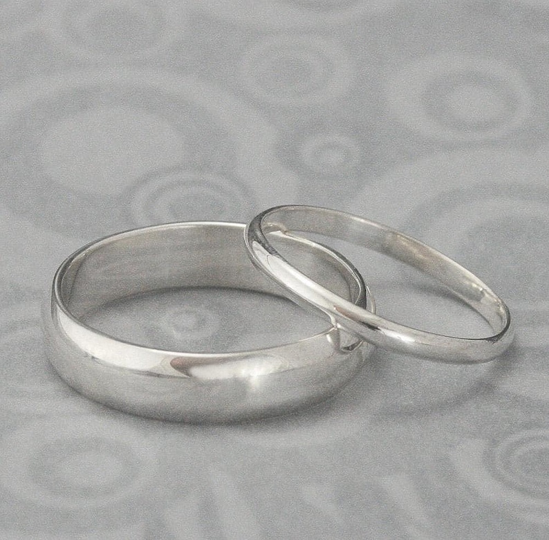 The Perfect Pair Set of 2 Silver Rings Men's Wedding Band Women's Wedding Ring Silver Wedding Rings Wedding Band Set Traditional Bands image 1