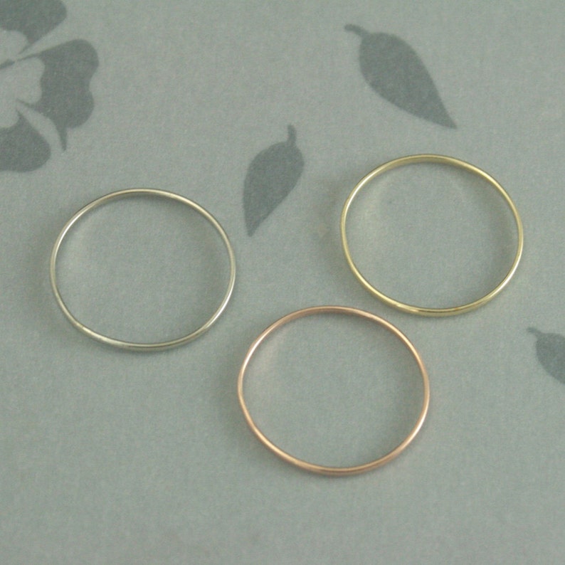 Thin White Gold Band10K RingPetite Gold BandSuper Skinny Minnie1mm Wide by .5mm Thick10K White Gold RingWomen's Wedding RingMidi Ring image 3