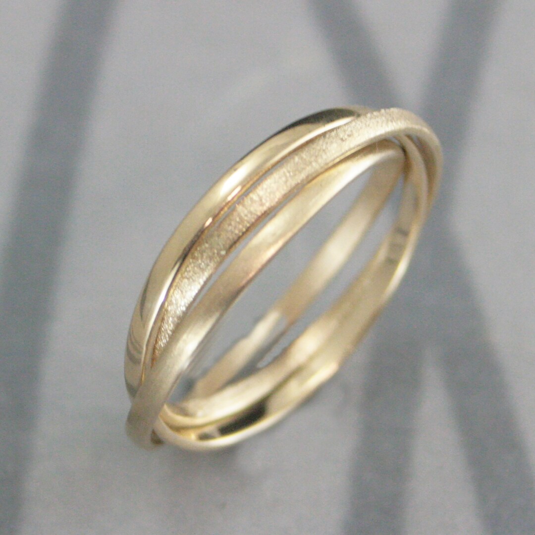 Solid 14K Textured Rolling Ring One Color Three Finishes Fidget Ring 1 ...