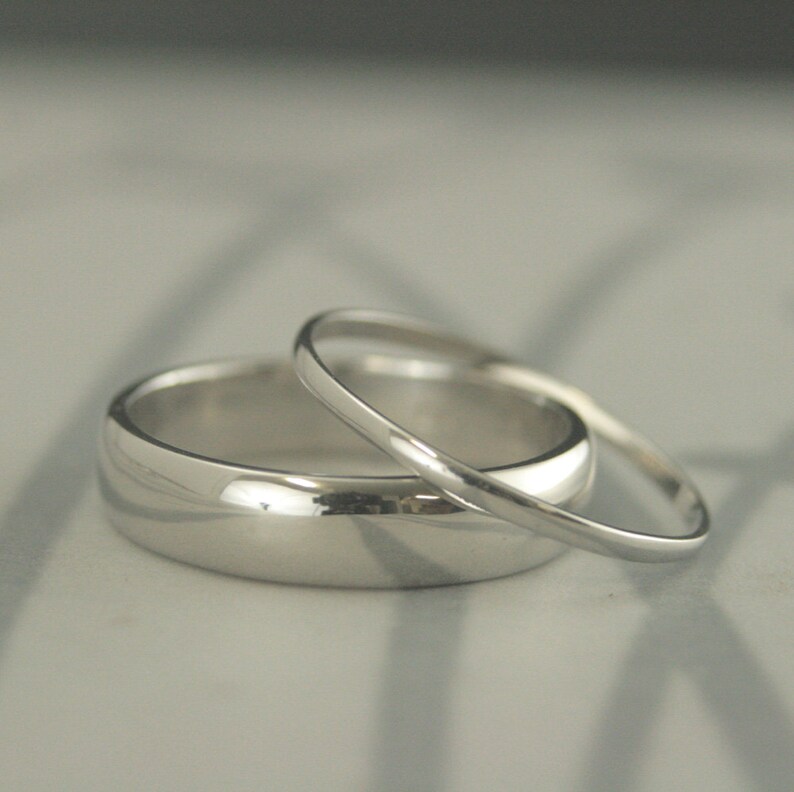 Platinum Wedding Set Platinum His and Hers Rings 5mm and 1.5mm - Etsy