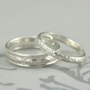 Silver Wedding Rings for Women Silver Ring Men&#39;s Wedding Band Women&#39;s Wedding Ring Set Renaissance Handmade Bands His and Hers Promise Rings