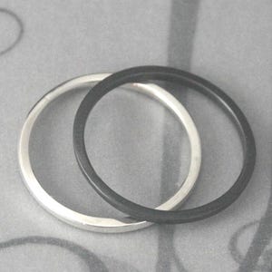 Yin and Yang Super Stacking Set--Set of Two Silver Flat Stacking Rings-Custom made Stacking Bands in YOUR size-Elegant Silver Stacking Rings