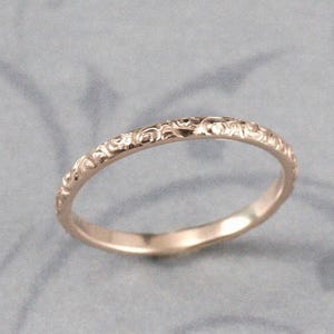 Gold Wedding Band--Solid 14K Yellow Gold Rococo in the Disco Wedding Band--Solid 14K Gold Swirl Patterned Ring Custom made in YOUR Size image 3