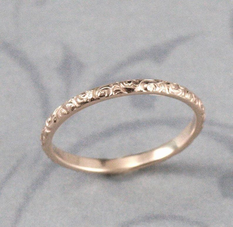 Gold Wedding Band--Solid 14K Yellow Gold Rococo in the Disco Wedding Band--Solid 14K Gold Swirl Patterned Ring Custom made in YOUR Size image 3