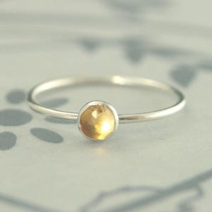 Citrine Ring Stacking Ring Silver Stacker Rose Cut Citrine 4mm Citrine Birthstone Ring Personalized Jewelry Customized Jewelry Mother's Ring
