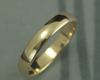 Gold Wedding Band 4mm Rounded Plain Jane Wedding Ring Solid Gold Ring Wide Gold Band Men's Gold Band Handmade Wedding Ring Women's Gold Band