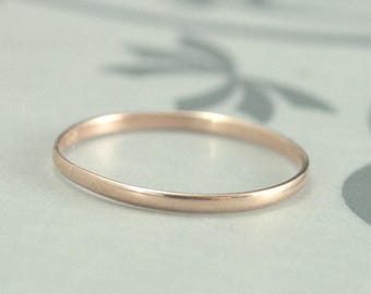 Roségouden trouwring dames trouwring ringen voor dames Skinny Minnie 1,5 mm x 0,75 mm roségouden damesring 10 kt roségouden dunne band dunne ring