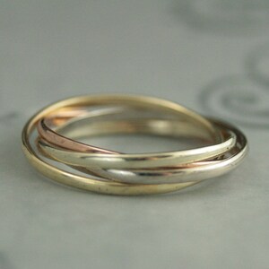 Rolling Ring Multi Color Ring Four Gold Rings 1.5mm Bands Wedding Ring ...