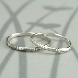 Little Bamboo Stacking Ring--Solid 925 Sterling Silver Stacking Ring--Branch Ring--Twig Ring--Organic Textured Silver Wedding Band--Handmade