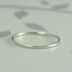 Thin White Gold Band 10K Ring Petite Gold Band Super Skinny Minnie 1mm Wide by .5mm Thick 10K White Gold Ring Women's Wedding Ring Midi Ring