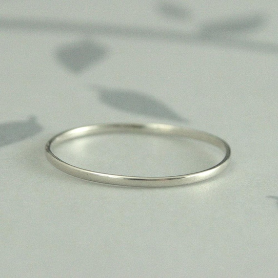 Thin White Gold Band 10K Ring Petite Gold Band Super Skinny Minnie 1mm Wide by .5mm Thick 10K White Gold Ring Women's Wedding Ring Midi Ring