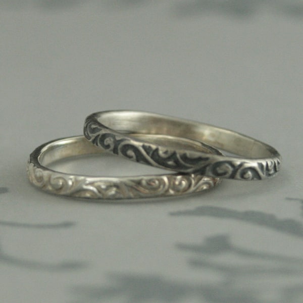 Womens Thin Silver Band Rings Etsy