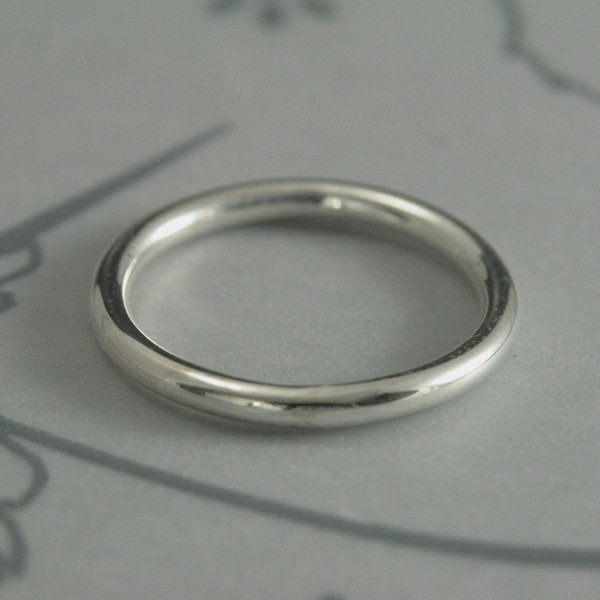 Thick Silver Round Band--Thick Roll Me Round--2mm Round Band--Sterling Silver Wedding Ring--Chunky Round Silver Ring