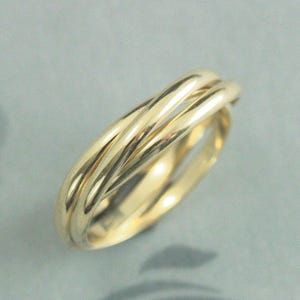 Fidget Ring Solid 14K Rolling Ring Gold Interlocking Ring Three 2mm wide Half Round Bands Wedding Band Gold Wedding Ring