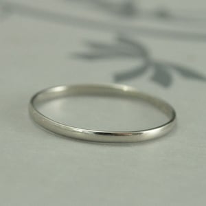 White Gold Wedding Band~1.5mm by .75mm Skinny Minnie~10K Gold Ring~Half Round Band~Women's Wedding Band~Wedding Ring~Recycled Gold Ring