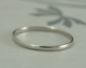 White Gold Wedding Band~1.5mm by .75mm Skinny Minnie~10K Gold Ring~Half Round Band~Women's Wedding Band~Wedding Ring~Recycled Gold Ring