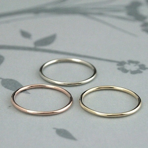 14K Gold Full Round Band Comfort Fit Ring Gold Spacer Band Gold Stacking Ring Round Gold Band Thin Wedding Ring 1.25mm Roll Me Round Ring