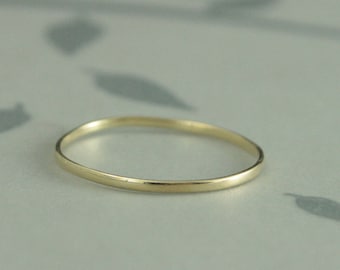 Gold Midi Ring~Yellow Gold Band~Super Skinny Minnie~1mm Wide by .5mm Thick~Women's Wedding Band~10K Midi Band~Thin Gold Band~Petite Ring