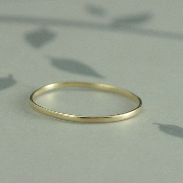 Gold Midi Ring~Yellow Gold Band~Super Skinny Minnie~1mm Wide by .5mm Thick~Women's Wedding Band~10K Midi Band~Thin Gold Band~Petite Ring