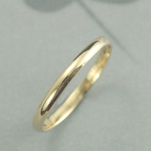 Alianza de oro amarillo - Alianza fina de oro de 10 quilates - Anillo de boda para mujer - Alianza de oro amarillo macizo de 10 quilates - Anillo de boda semicircular hecho a mano