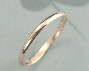 10K roségouden 2 mm trouwring--halve ronde traditionele roségouden trouwring--trouwring dames--massief roségouden handgemaakte band