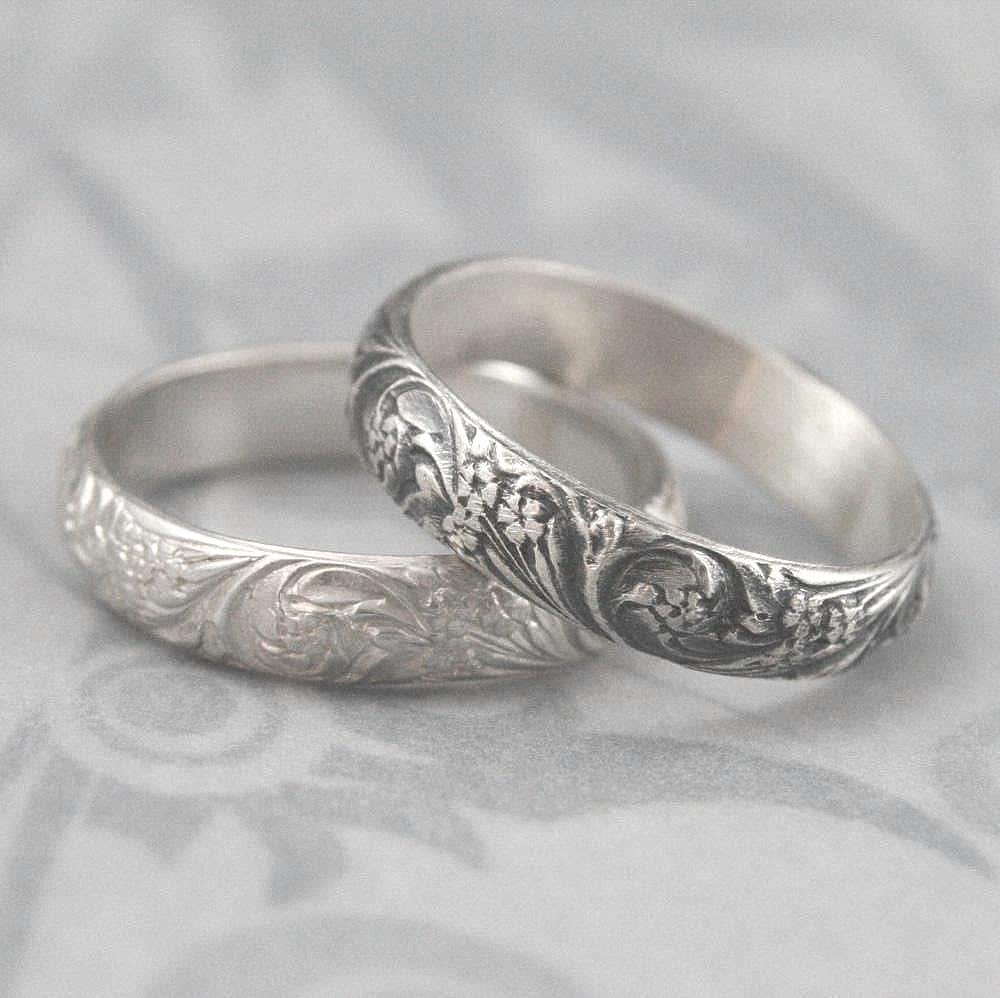 Vintage Style Silver Wedding Band