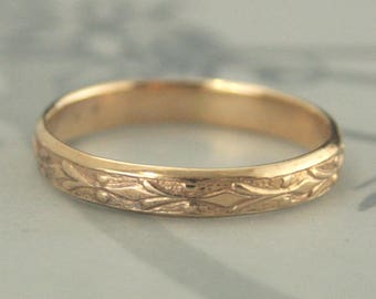 Gold Wedding Band Edwardian Vintage Style Ring Antique Style Ring Vintage Style Band Antique Style Band Patterned Band Gold Wedding Ring
