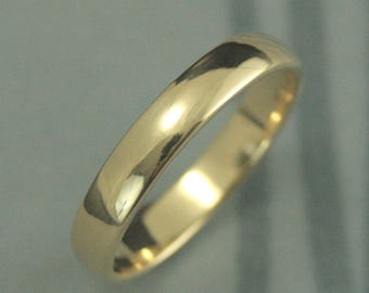 Traditional Wedding Ring~14K Gold Wedding Band~Plain Jane 4mm by 1.5mm~Men's Wedding Band~Women's Wedding Ring~Rounded Ring~Half Round Band