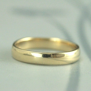 Gold Wedding Band 4mm Rounded Plain Jane Wedding Ring Solid Gold Ring Wide Gold Band Men&#39;s Gold Band Handmade Wedding Ring Women&#39;s Gold Band