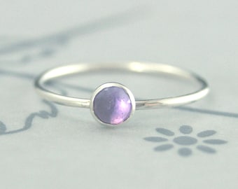 4mm Amethyst Ring Gem Candy Stacking Ring Amethyst February Birthstone Ring Purple Stackable Ring February Birthstone Jewelry Rose Cut Stone