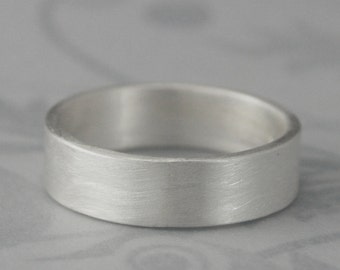 Men's Wedding Band Modern Wedding Band Simple Wedding Band Simple Silver Ring 6mm Wide Band Straight & Narrow Design Flat Edge Band