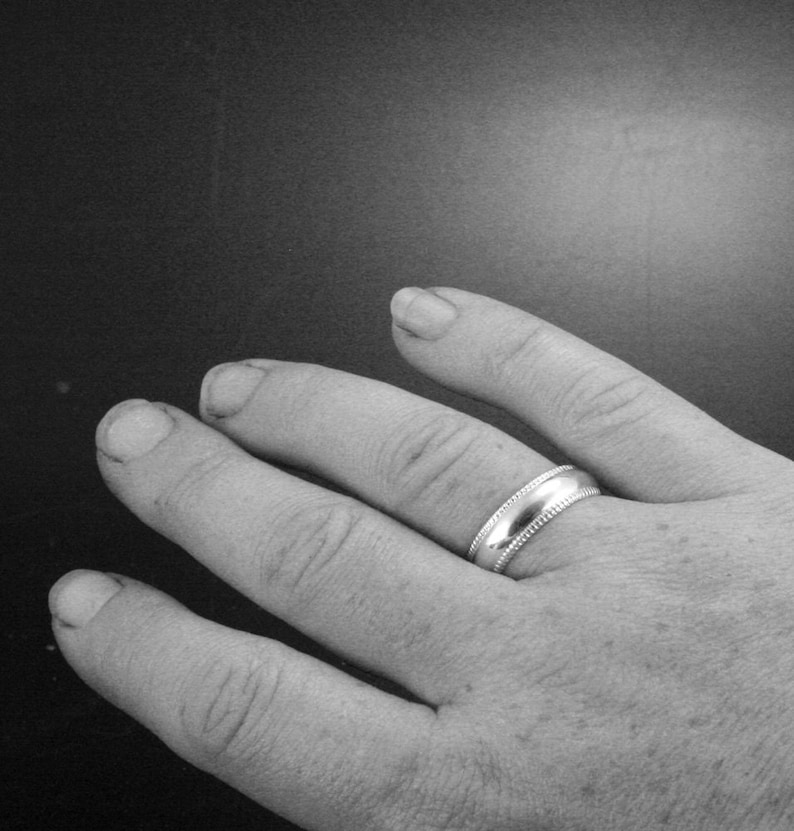 Mens Wedding Ring Not Quite Plain Jane Sterling Silver Ring Etsy