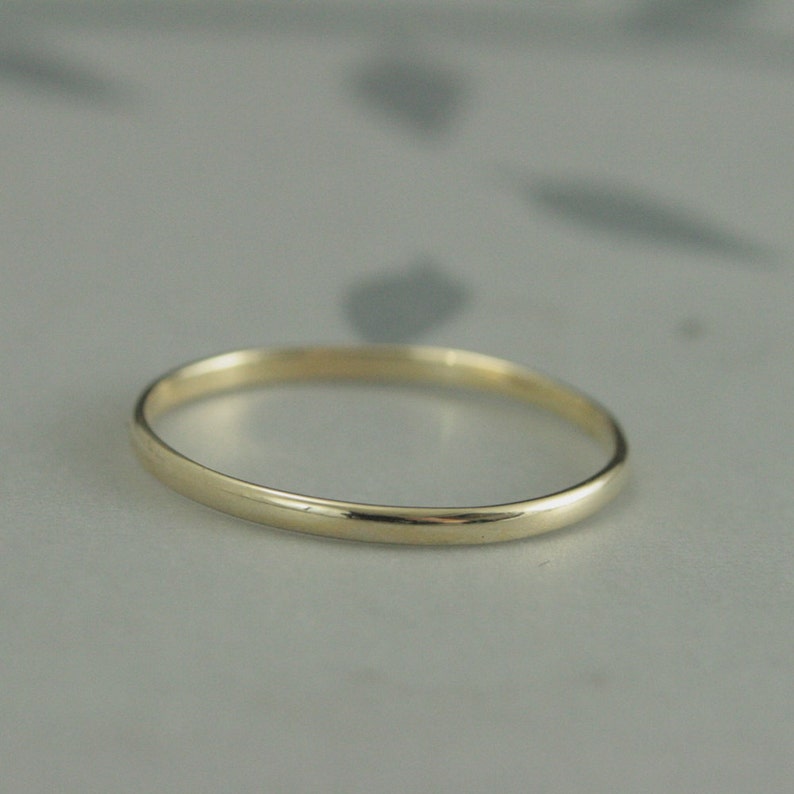 Thin Gold Wedding Band10K Gold Ring1.5mm Wedding RingSkinny MinnieHalf Round BandThin RingSpacer RingStacking RingThin Gold Ring image 4
