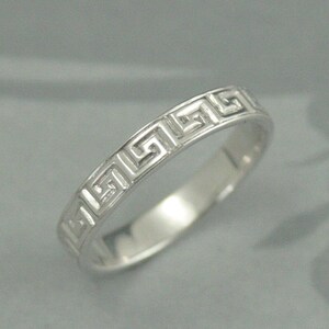 Greek Key Band--14K Gold Wedding Band--Greek Fret Band--Gold Wedding Ring--Greek Meander Band--Greek Key Design Ring--Gold Greek Key Ring