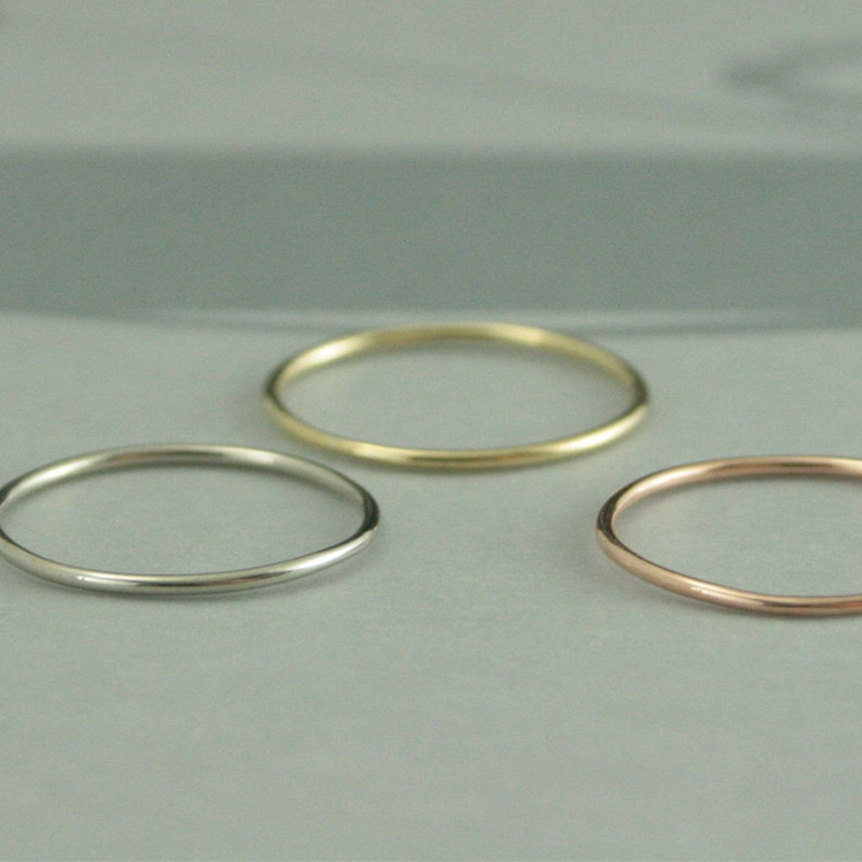 Thin Full Round Rose Gold Band--1mm Round Stacking Ring--10K Rose Gold Ring--Rose Gold Spacer Ring--Rose Gold Women/'s Thin Wedding Band