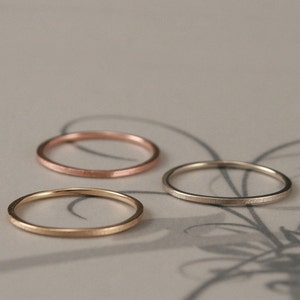 Thin Stacking Ring~Super Skinny Stacker~Spacer Ring~1mm Square~Diamond Finish~Solid Gold Band~14K Stack Ring~Gold Spacer Ring~Wedding Band