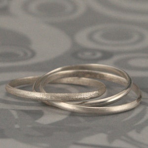 Plain Jane Rolling Ring in Sterling Silver Contrasting Textures Silver Rolling Ring Silver Interlocking Rings Wedding Ring