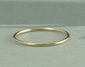 Women's Gold Wedding Band--1mm Round Gold Ring--10K Yellow Gold Ring--Thin Wedding Ring--Recycled Yellow Gold Handmade Wedding Band