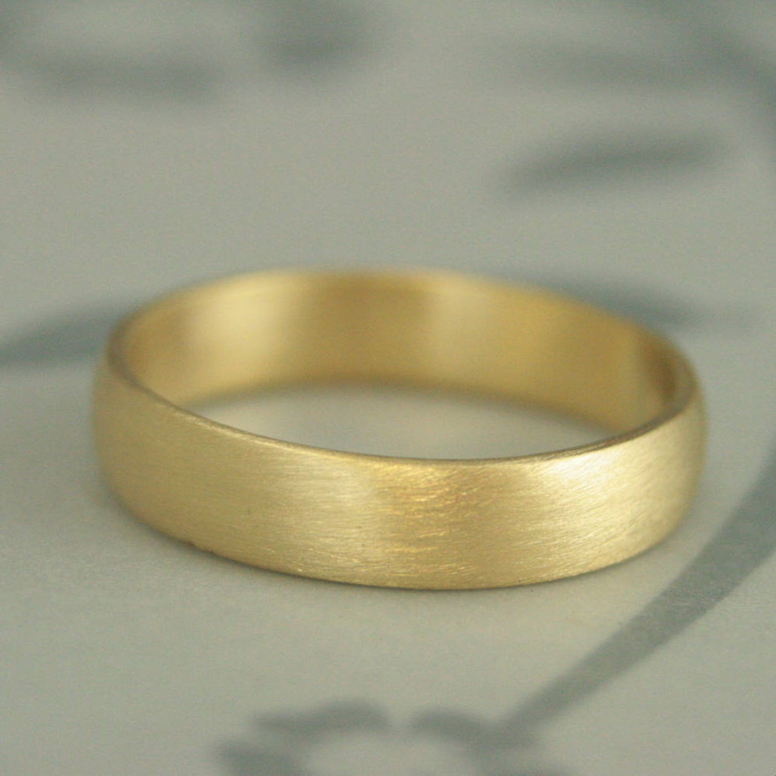 Brushed Gold Ring 18K Men's Ring Simple Wedding Ring 5mm Etsy