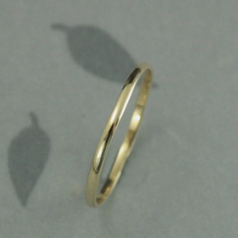 Thin Gold Wedding Band10K Gold Ring1.5mm Wedding RingSkinny MinnieHalf Round BandThin RingSpacer RingStacking RingThin Gold Ring image 1