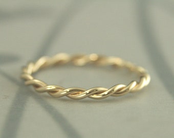 Gold Twist Ring~Solid 14K Gold Rope Band~Yellow Gold Ring~Women's Gold Band~Gold Wedding Band~Gold Wedding Ring~Solid Gold Stacking Ring