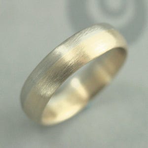 Mixed Metal Ring Solid Gold Band Two Tone Ring Yellow and White Gold Band Bicolor Ring Two Color Band 5mm Rounded Handmade Small Business